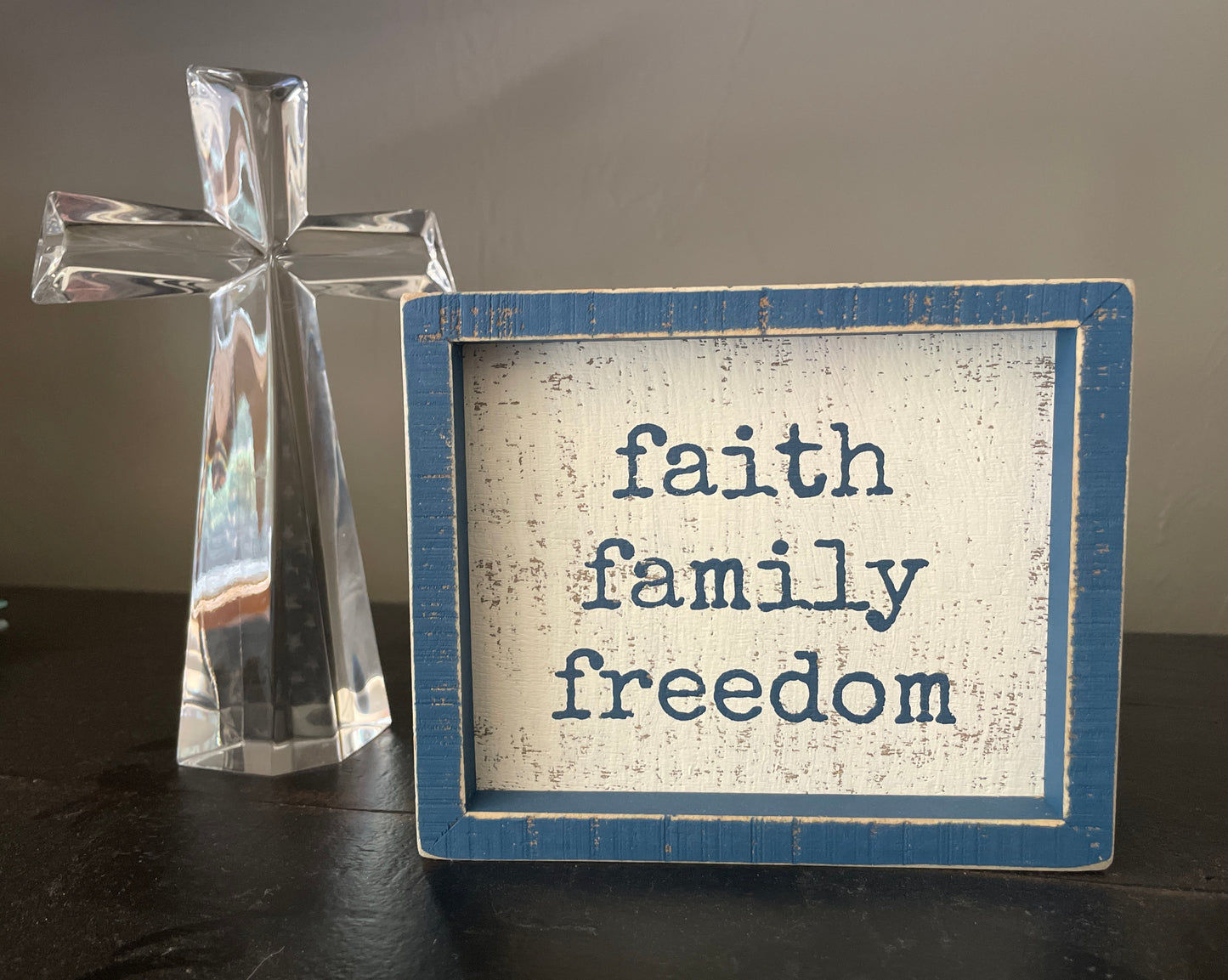 faith | family | freedom block sign